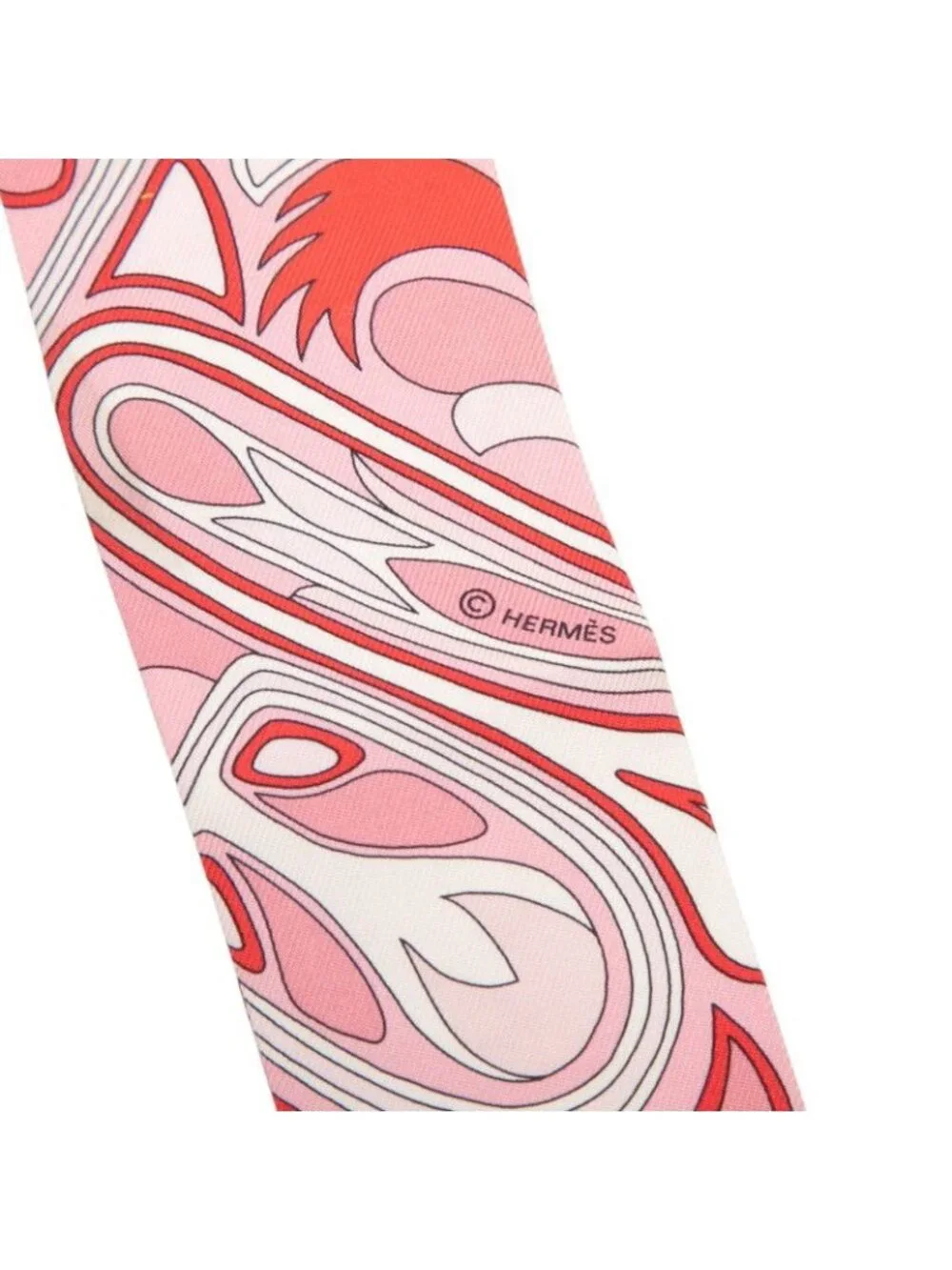 Hermes Twilly Ethnology Folkror Scarf Pink Silk - Picture 5 of 7